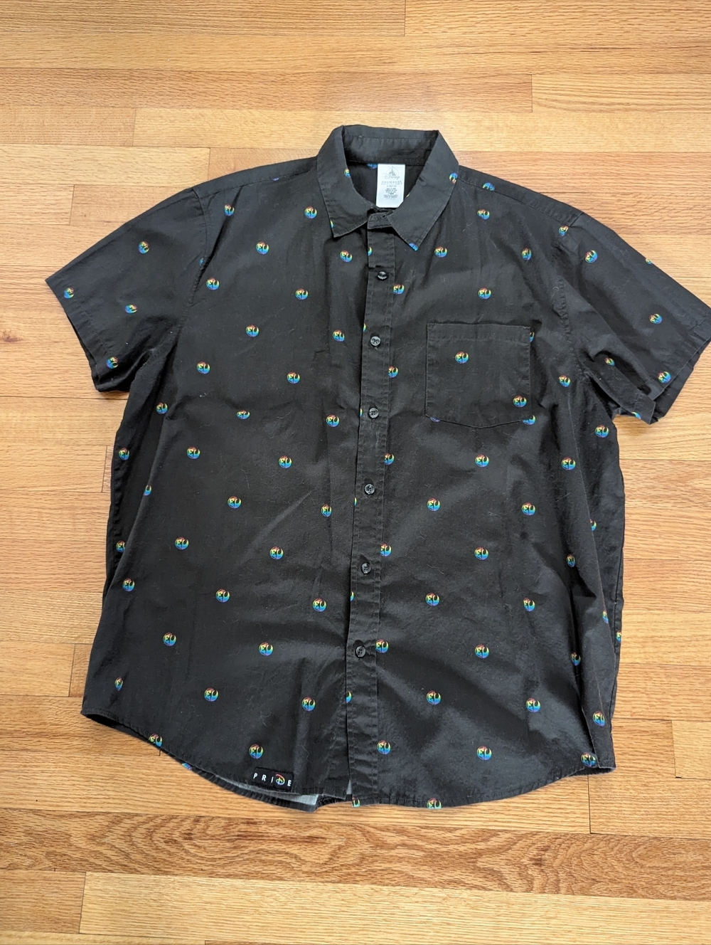 Disney Star Wars Pride Woven Camp Button Down Shirt Rainbow L? see pics